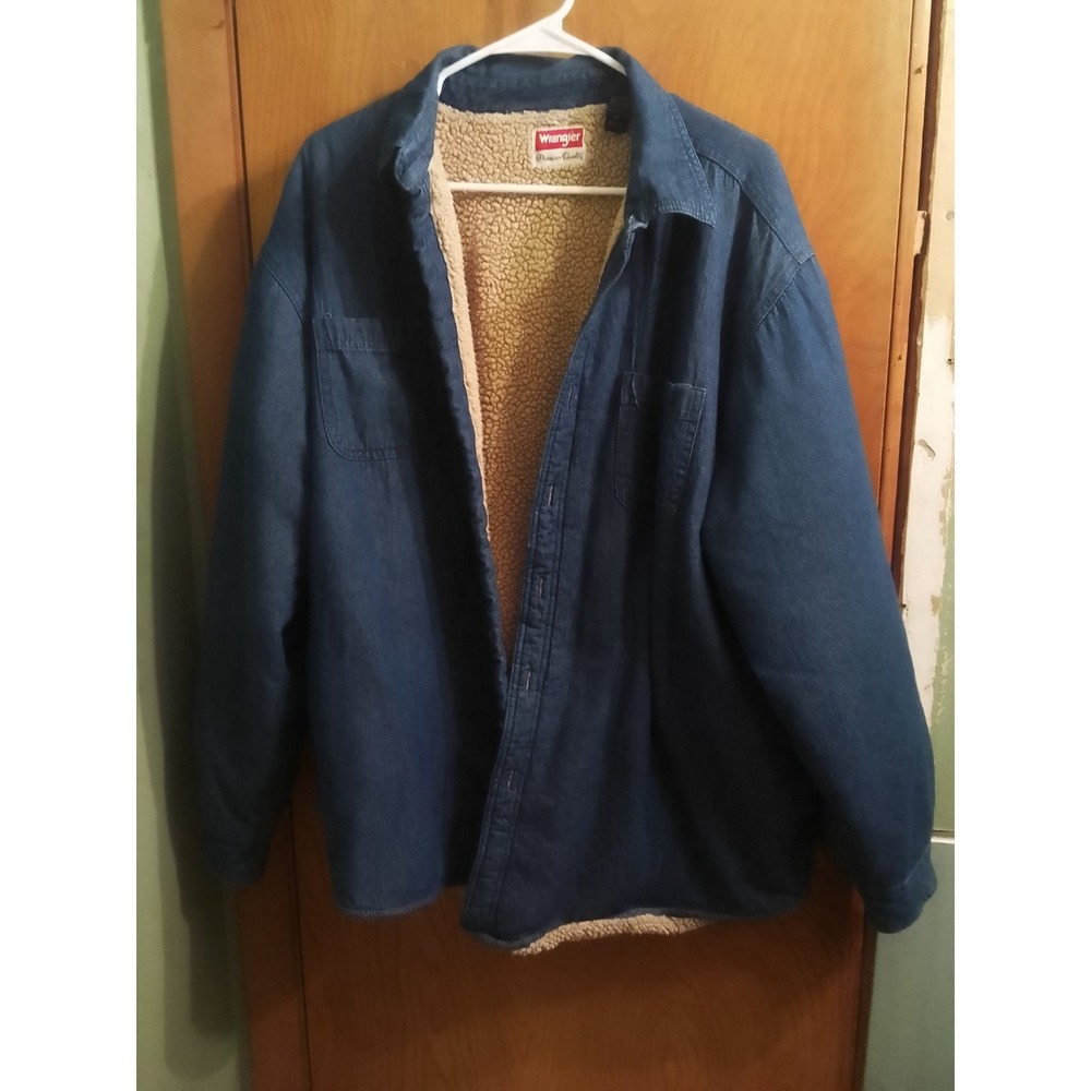 Wrangler Vintage Men's Sherpa Lined Button Down Denim Shirt Jacket Size XL